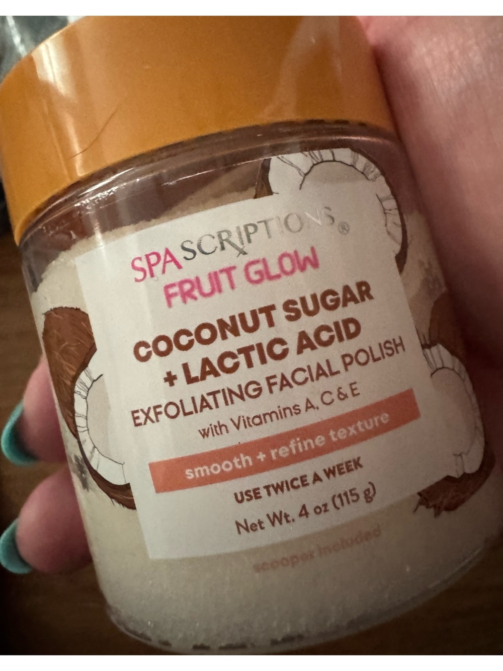 Spa Scriptions Fruit Glow Coconut Sugar Lactic Acid Facial Polish NEW HTF